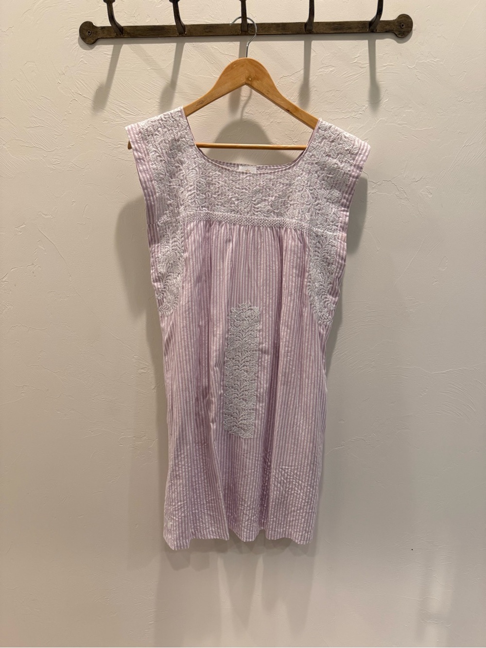 J Marie Embroidered Lilac Striped Dress